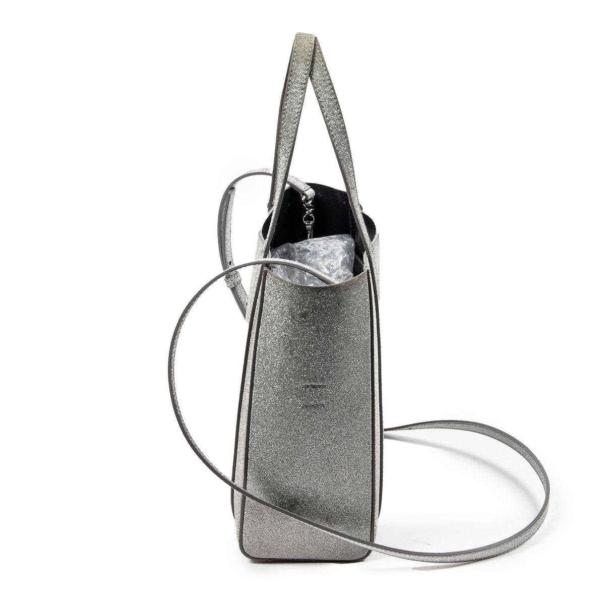 Shoulder Bag Everyday XXS Tote Silver Glitter Leather