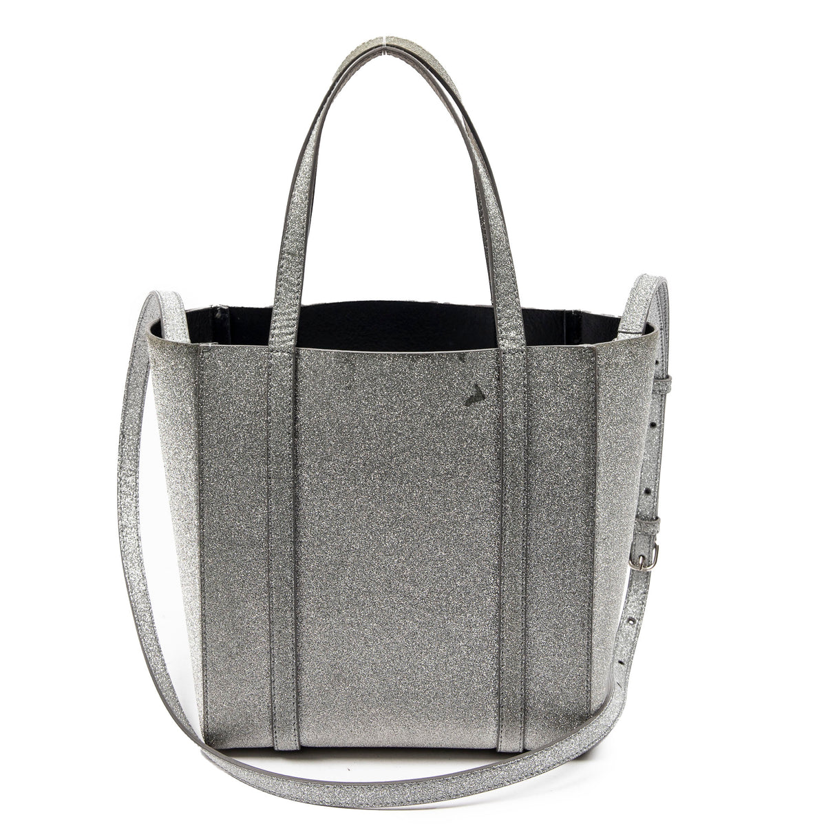Shoulder Bag Everyday XXS Tote Silver Glitter Leather