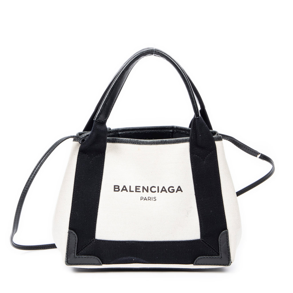 Shoulder Bag XS Navy Cabas Ivory Canvas