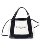 Shoulder Bag XS Navy Cabas Ivory Canvas