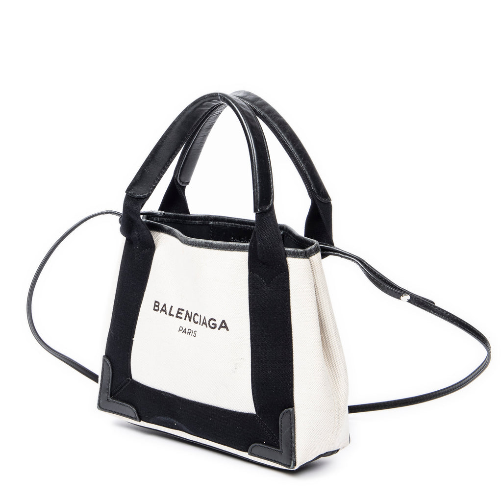 Shoulder Bag XS Navy Cabas Ivory Canvas