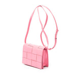 Shoulder Bag Mini Casette Crossbody Pink Intrecciato Leather