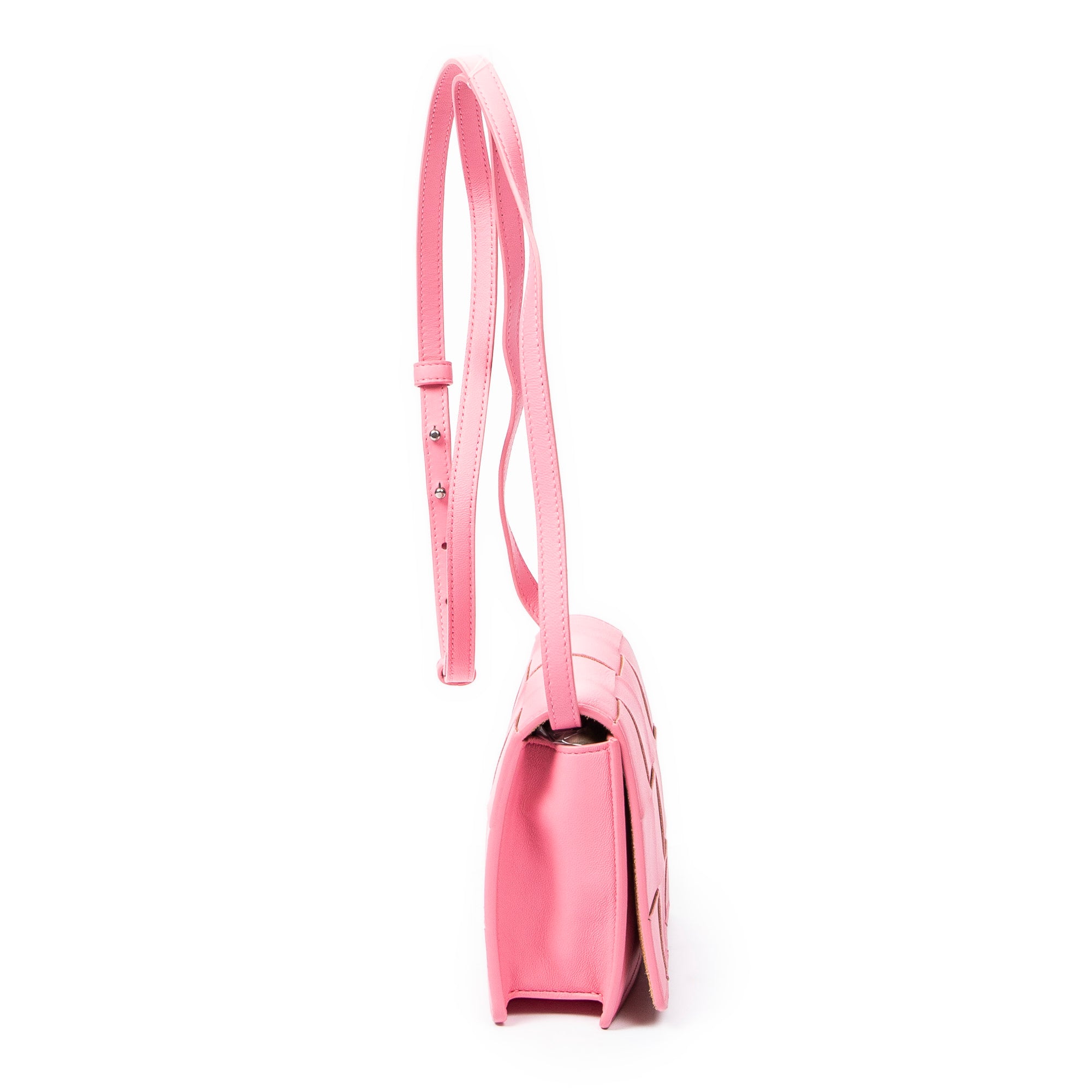 Shoulder Bag Mini Casette Crossbody Pink Intrecciato Leather