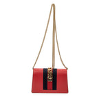 Shoulder Bag Super Mini Web Sylvie Chain Crossbody Hibiscus Red Calfskin Leather