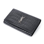 Shoulder Bag Kate Chain Wallet Black Croc Embossed Leather