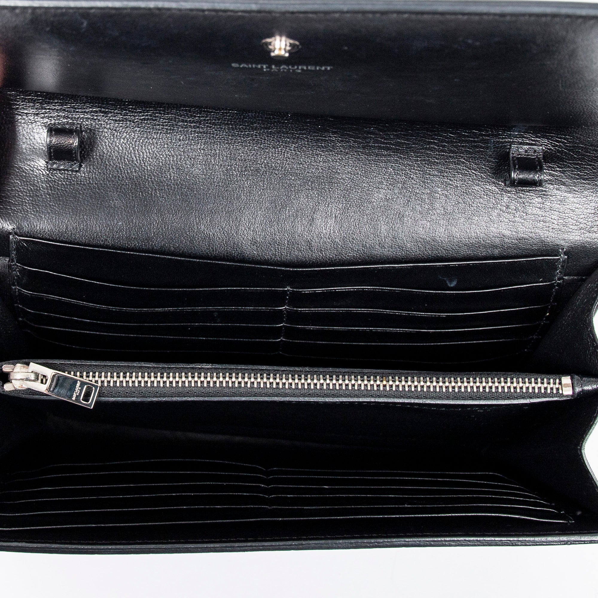 Shoulder Bag Kate Chain Wallet Black Croc Embossed Leather
