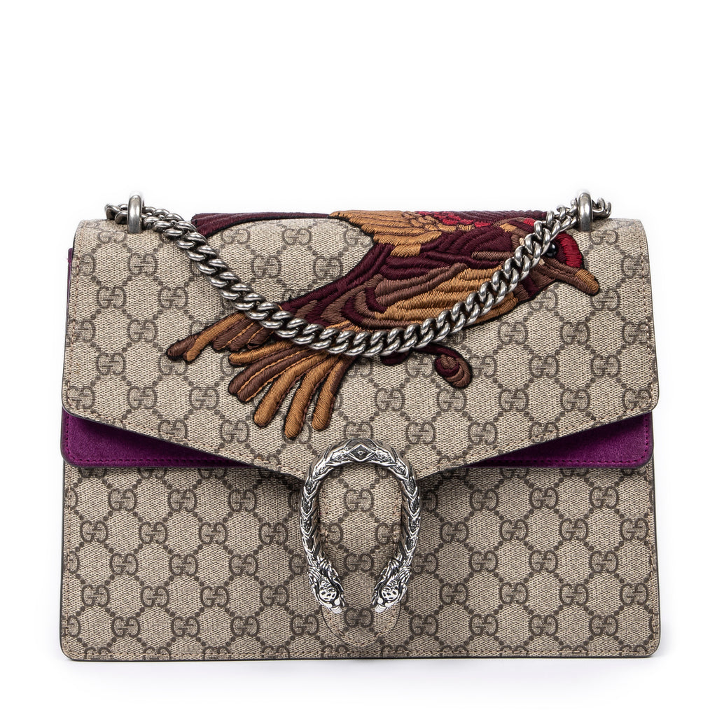 Shoulder Bag Medium Embroidered Dionysus Bag Beige Embroidered Supreme Coated Canvas