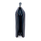 Wallet Long Zip Around Wallet Navy Intrecciato Leather