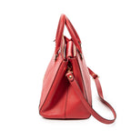 Shoulder Bag Horizontal Double Zip Tote Red Textured Leather