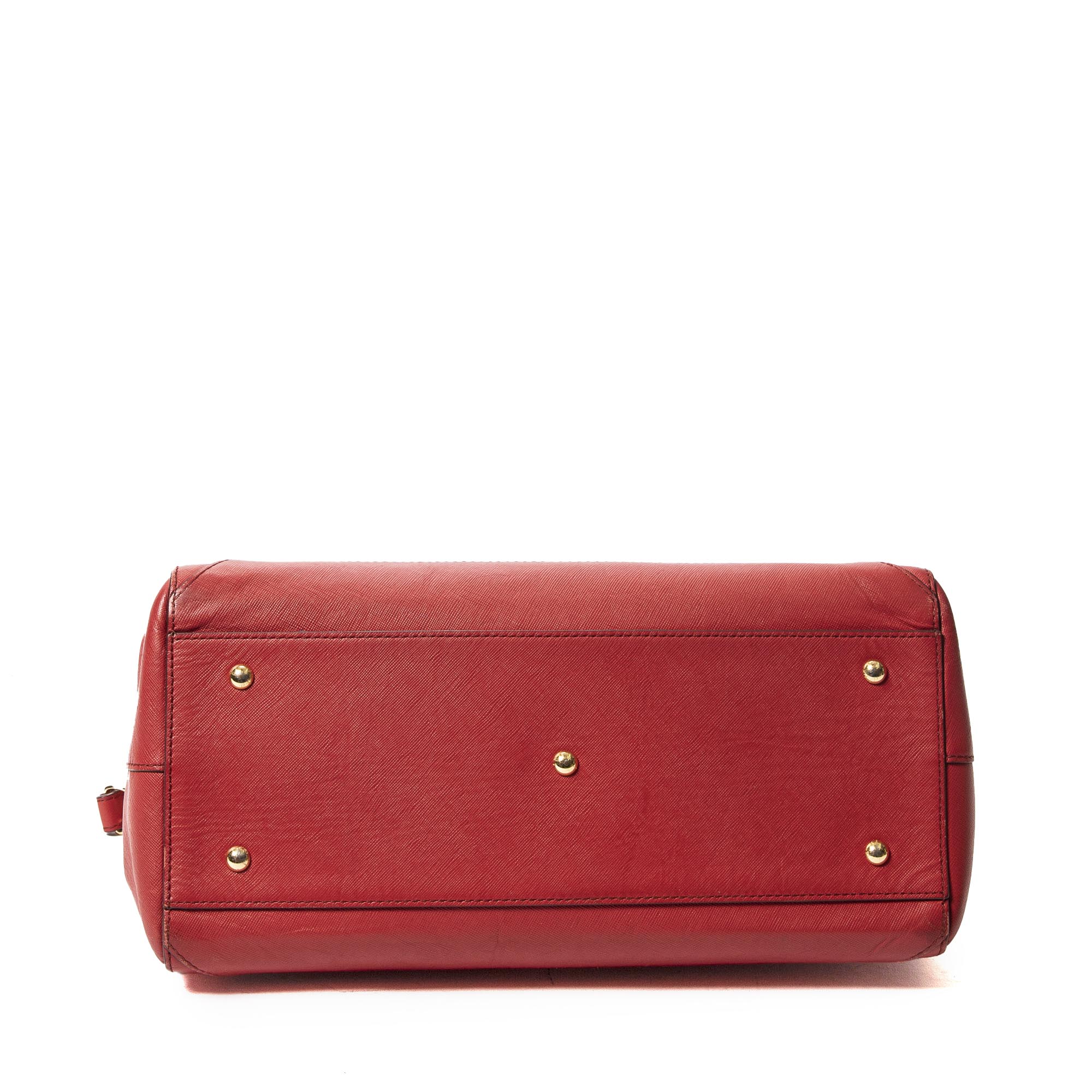Shoulder Bag Horizontal Double Zip Tote Red Textured Leather