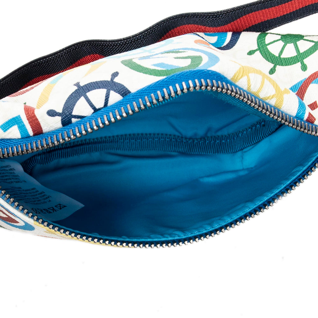 Bandolera Gucci Niños Multicolor Riñonera Web Expandible Lona Recubierta GG Estampada Color Marfil