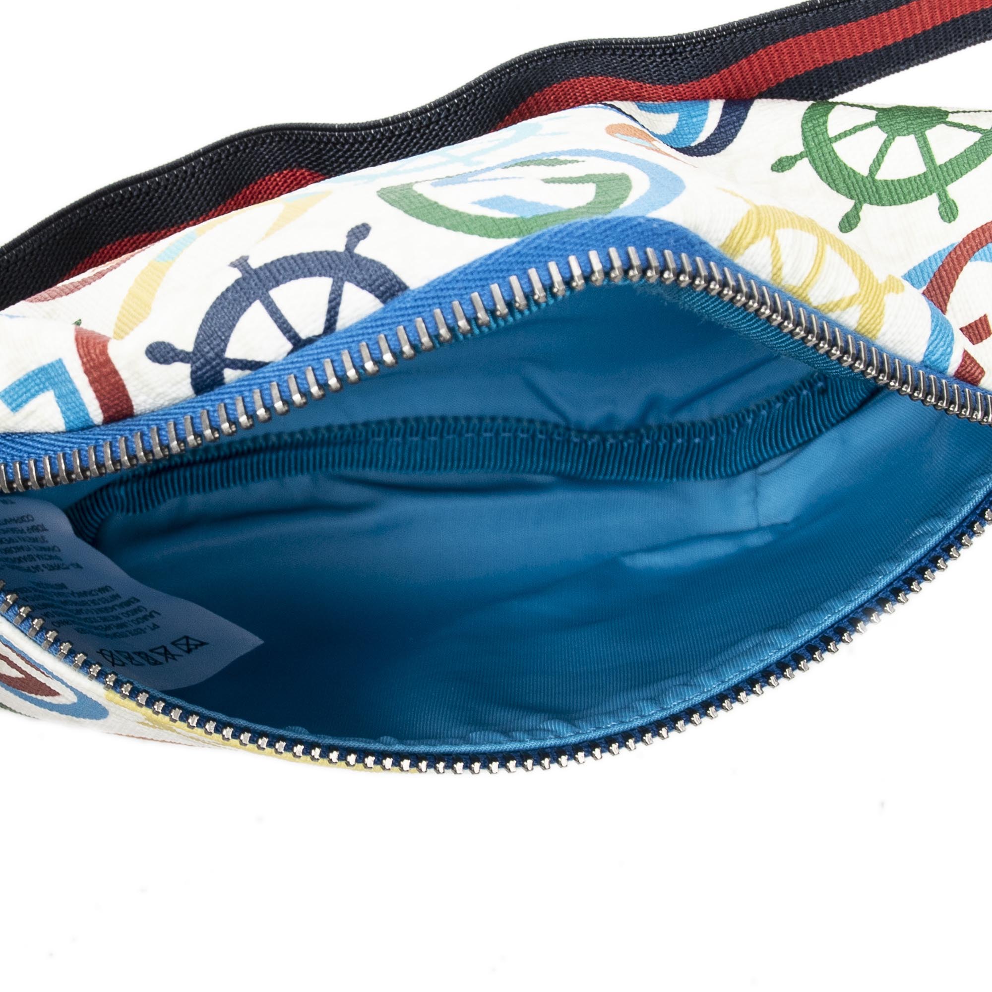 Bandolera Gucci Niños Multicolor Riñonera Web Expandible Lona Recubierta GG Estampada Color Marfil