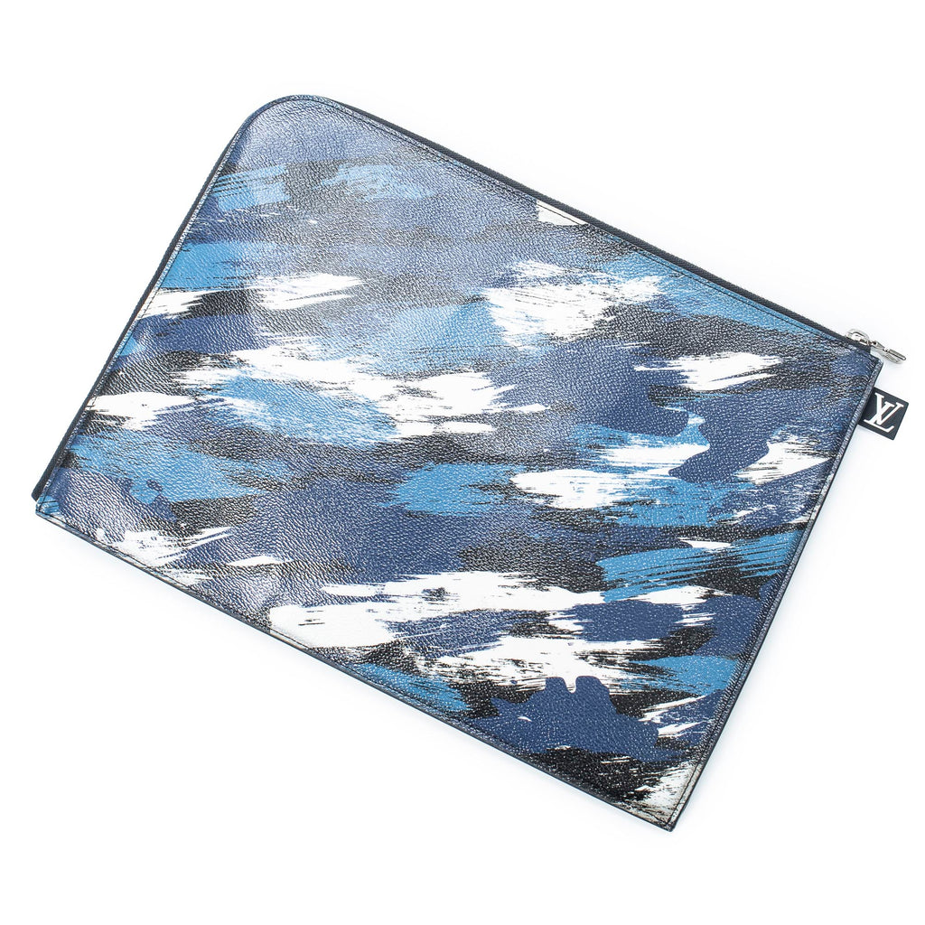 Handbag Ltd. Ed. Camouflage Pochette Jour GM Blue Brushstroke Printed Canvas