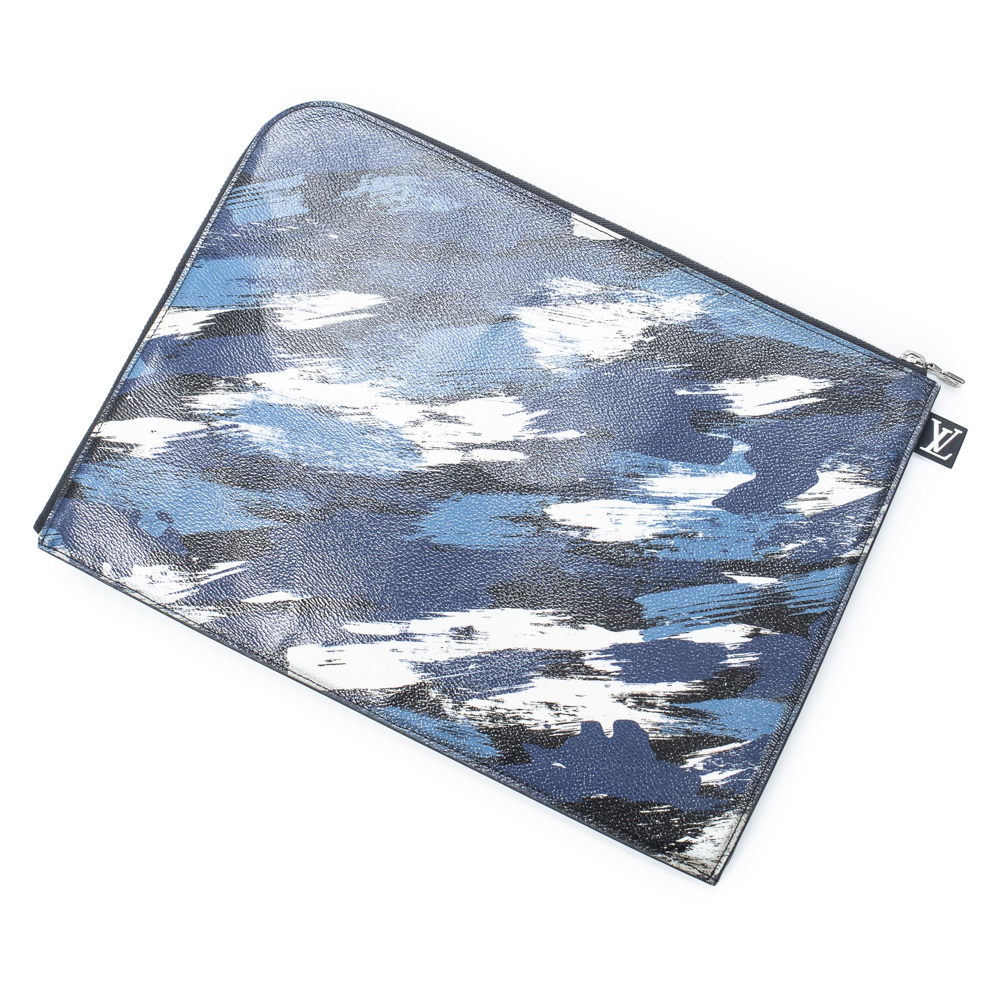 Handbag Ltd. Ed. Camouflage Pochette Jour GM Blue Brushstroke Printed Canvas