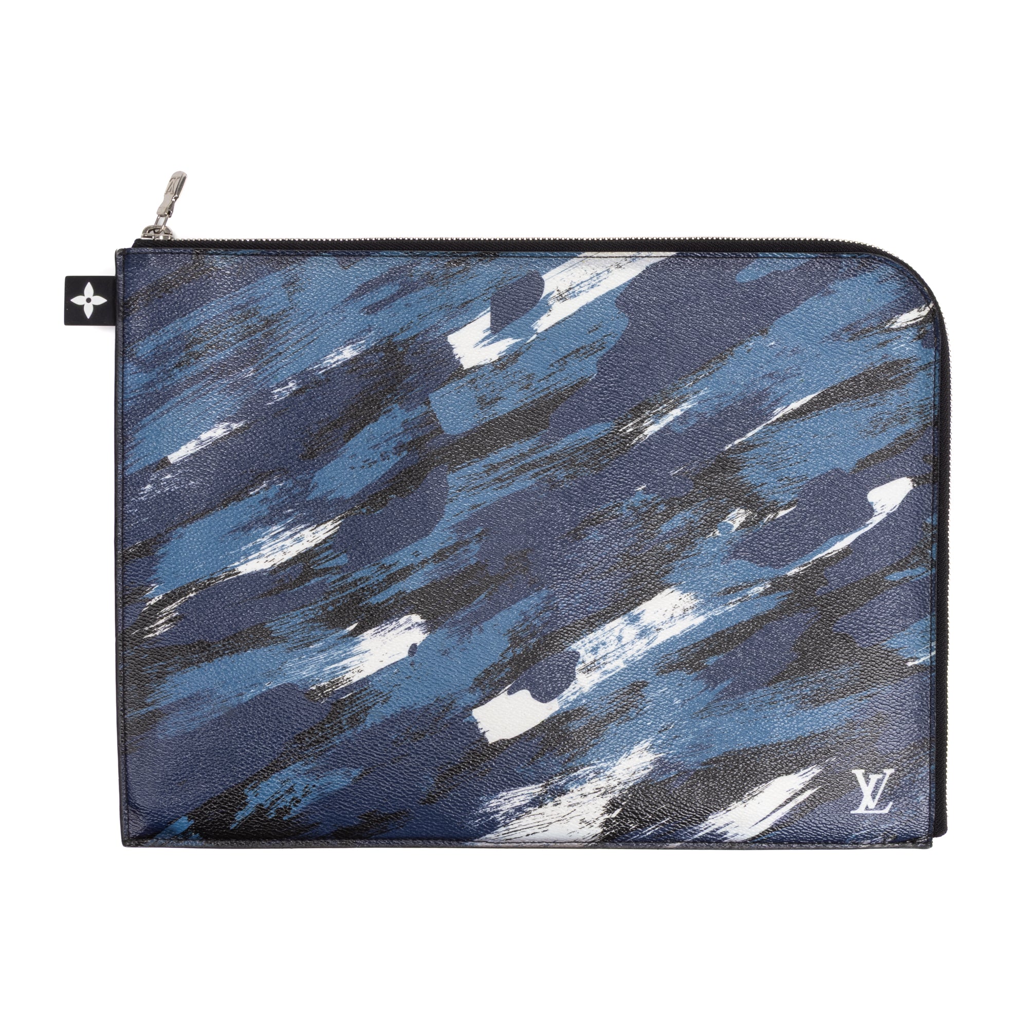 Handbag Ltd. Ed. Camouflage Pochette Jour GM Blue Brushstroke Printed Canvas