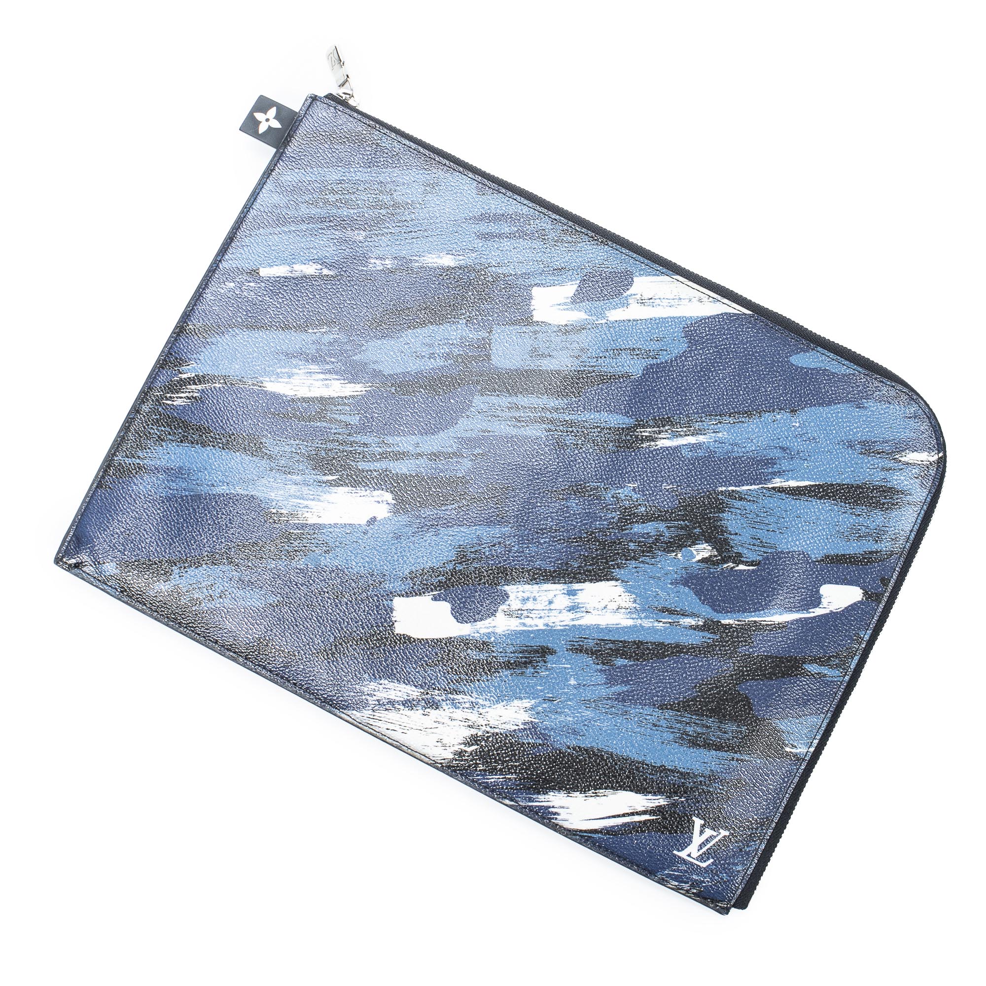 Handbag Ltd. Ed. Camouflage Pochette Jour GM Blue Brushstroke Printed Canvas