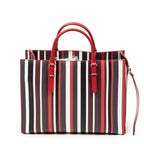 Shoulder Bag Papier A6 Zip Around Tote Red Vertical Striped Leather