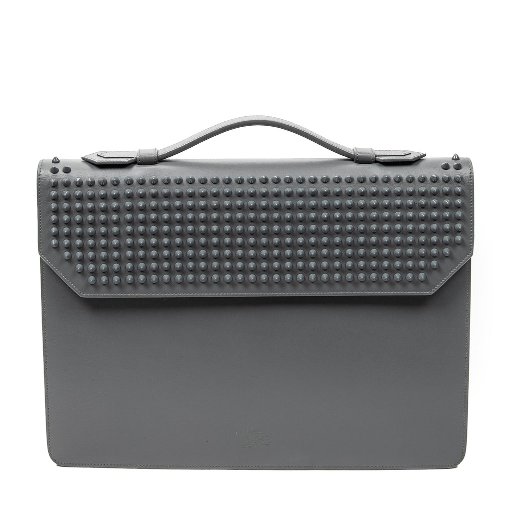 Handbag Studded Briefcase 60 Gray Studded Calfskin Leather