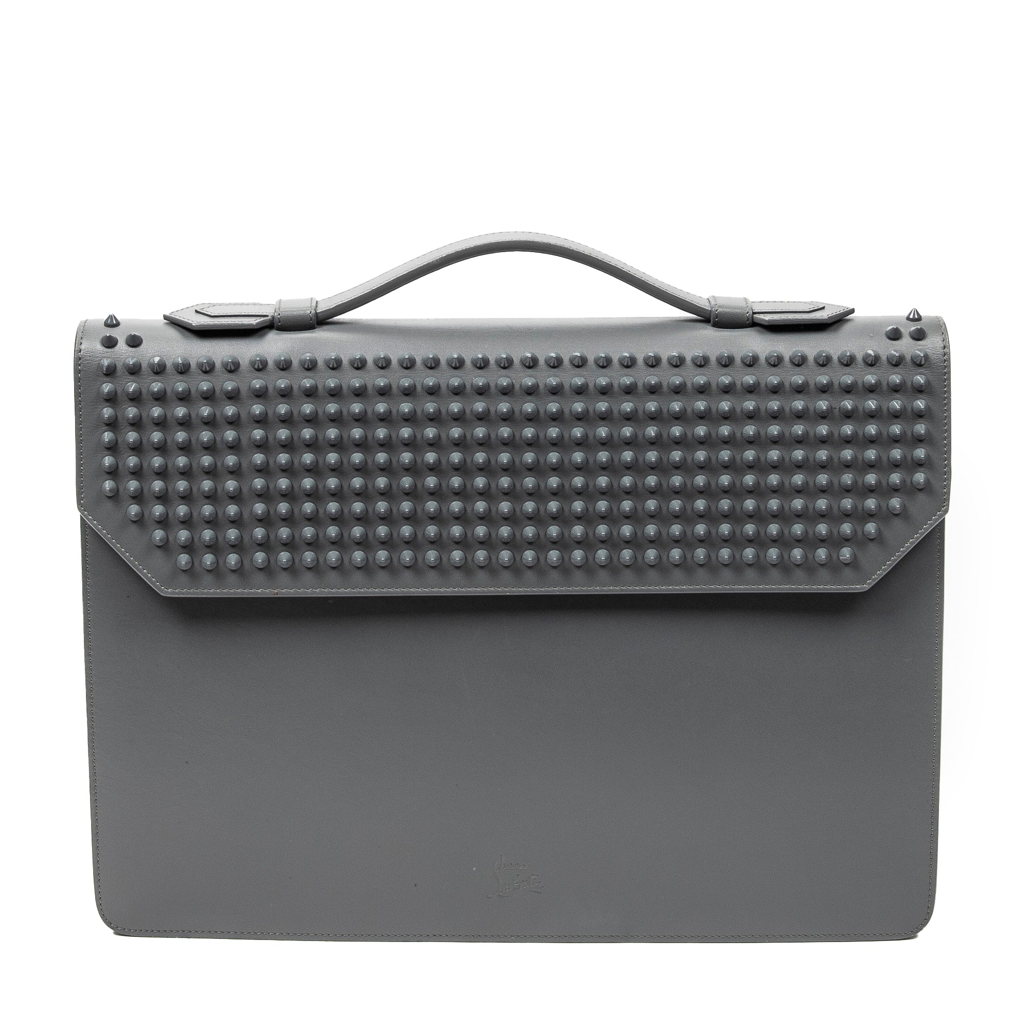 Handbag Studded Briefcase 60 Gray Studded Calfskin Leather