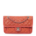 Shoulder Bag French Riviera Single Flap Orange Quilted Caviar Leather