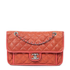 Shoulder Bag French Riviera Single Flap Orange Quilted Caviar Leather