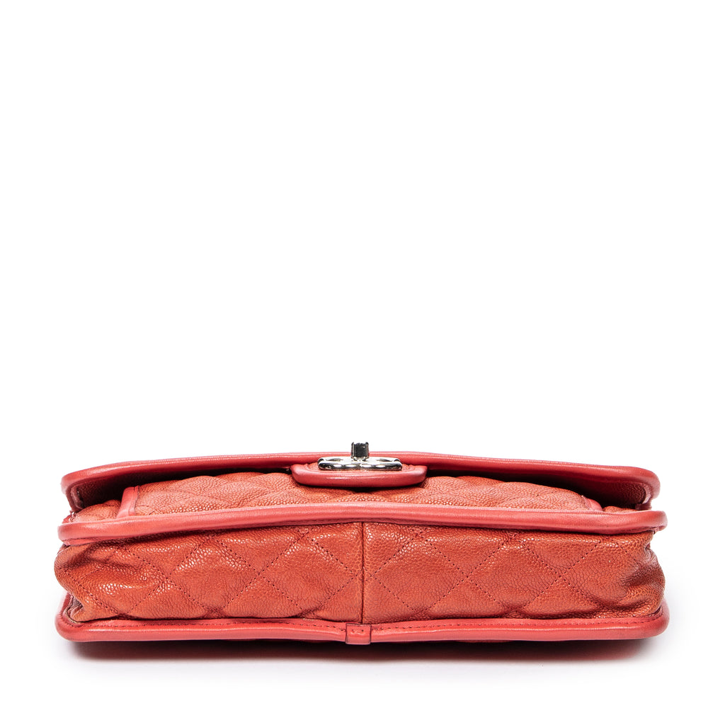 Shoulder Bag French Riviera Single Flap Orange Quilted Caviar Leather