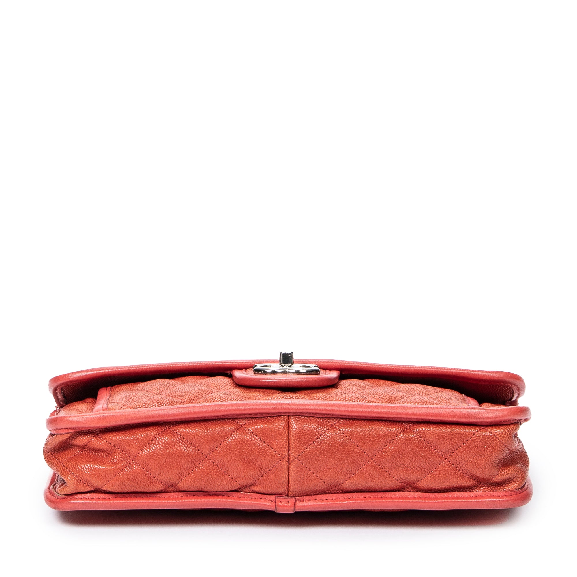 Shoulder Bag French Riviera Single Flap Orange Quilted Caviar Leather