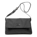 Shoulder Bag Large Flap Messenger Black Monogrammed Nylon Canvas