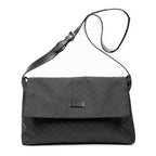 Shoulder Bag Large Flap Messenger Black Monogrammed Nylon Canvas