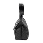 Shoulder Bag Large Flap Messenger Black Monogrammed Nylon Canvas