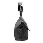 Shoulder Bag Large Flap Messenger Black Monogrammed Nylon Canvas
