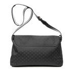 Shoulder Bag Large Flap Messenger Black Monogrammed Nylon Canvas