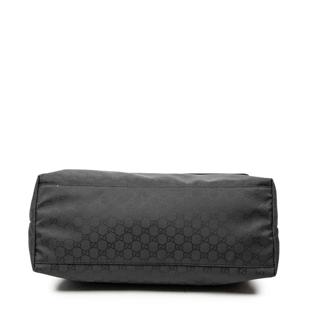Shoulder Bag Large Flap Messenger Black Monogrammed Nylon Canvas