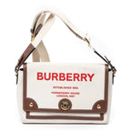 Shoulder Bag Note Logo Flap Crossbody Beige Horseferry Print Canvas