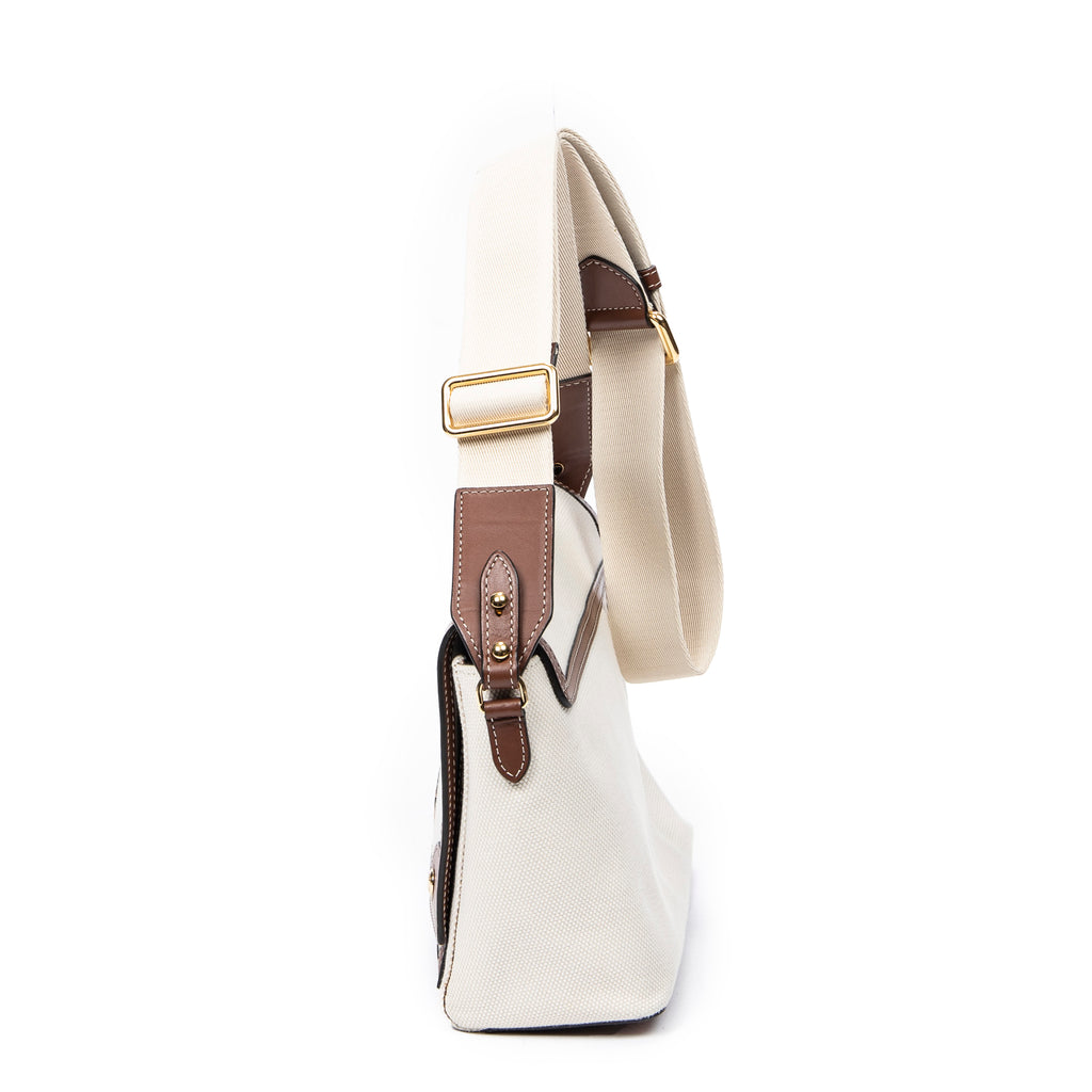 Shoulder Bag Note Logo Flap Crossbody Beige Horseferry Print Canvas