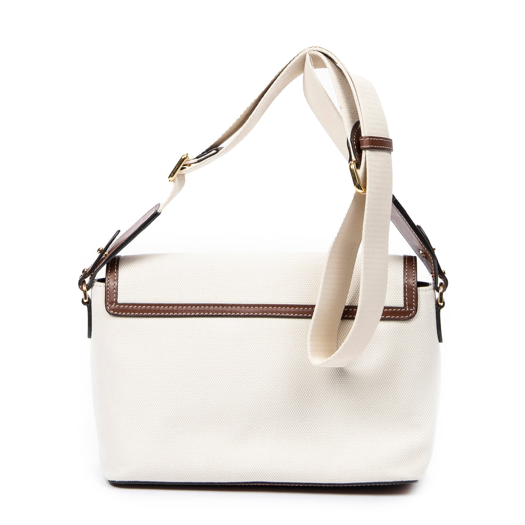 Shoulder Bag Note Logo Flap Crossbody Beige Horseferry Print Canvas