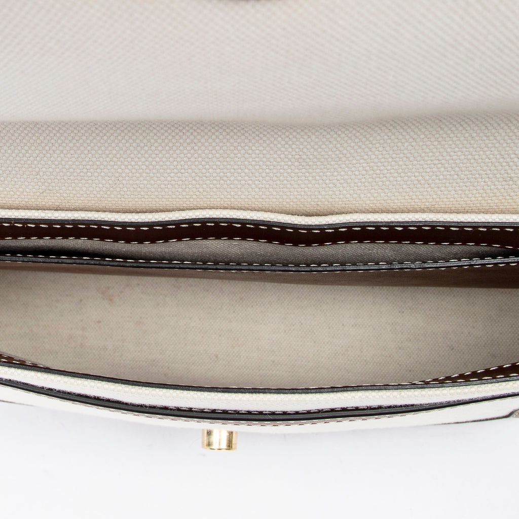 Shoulder Bag Note Logo Flap Crossbody Beige Horseferry Print Canvas