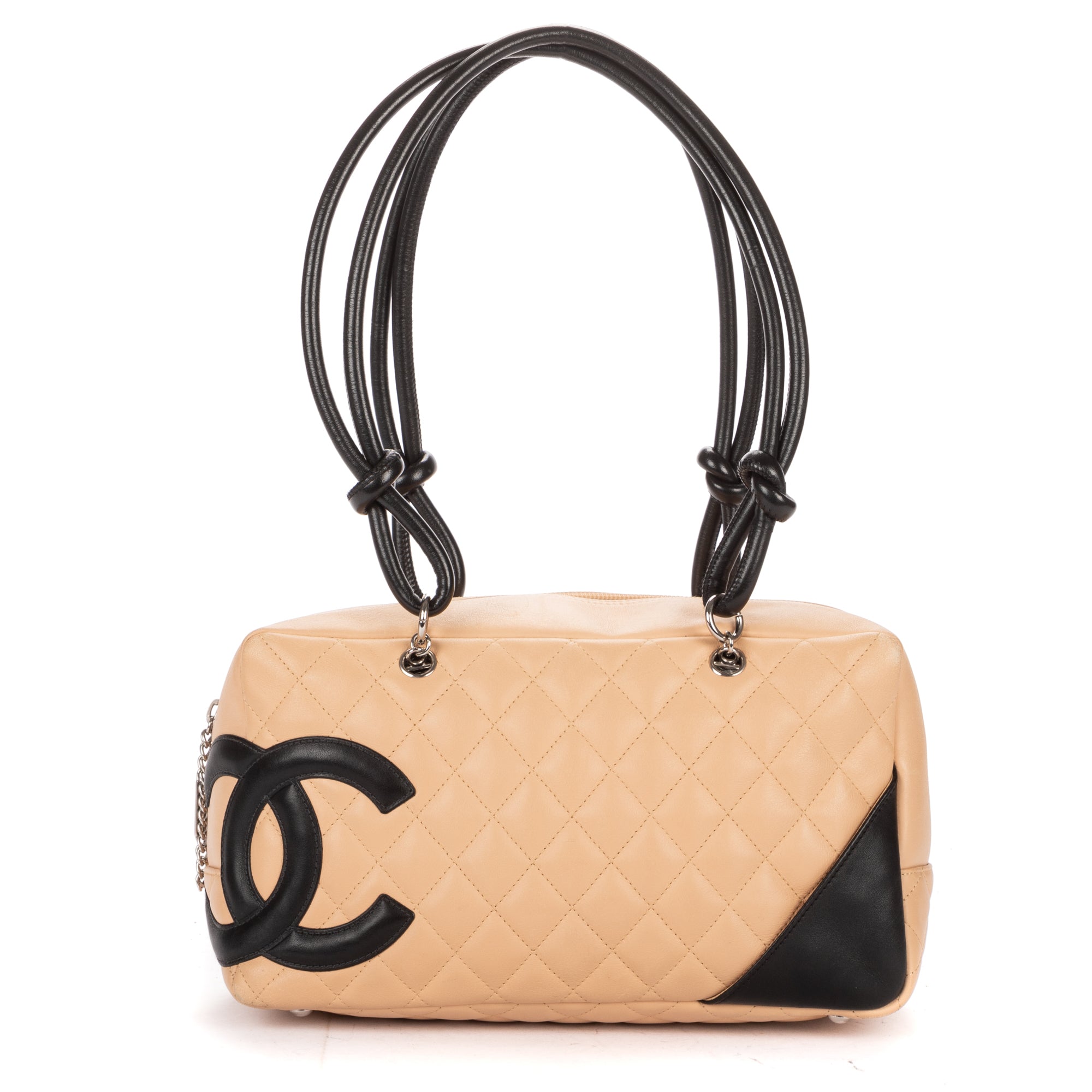 Shoulder Bag Cambon Ligne Bowler Beige Quilted Lambskin Leather