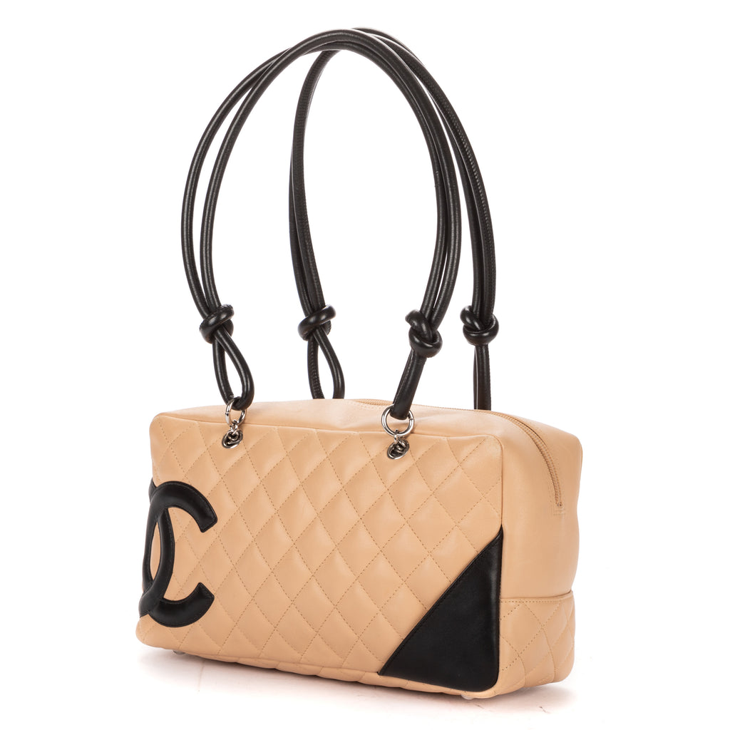 Shoulder Bag Cambon Ligne Bowler Beige Quilted Lambskin Leather
