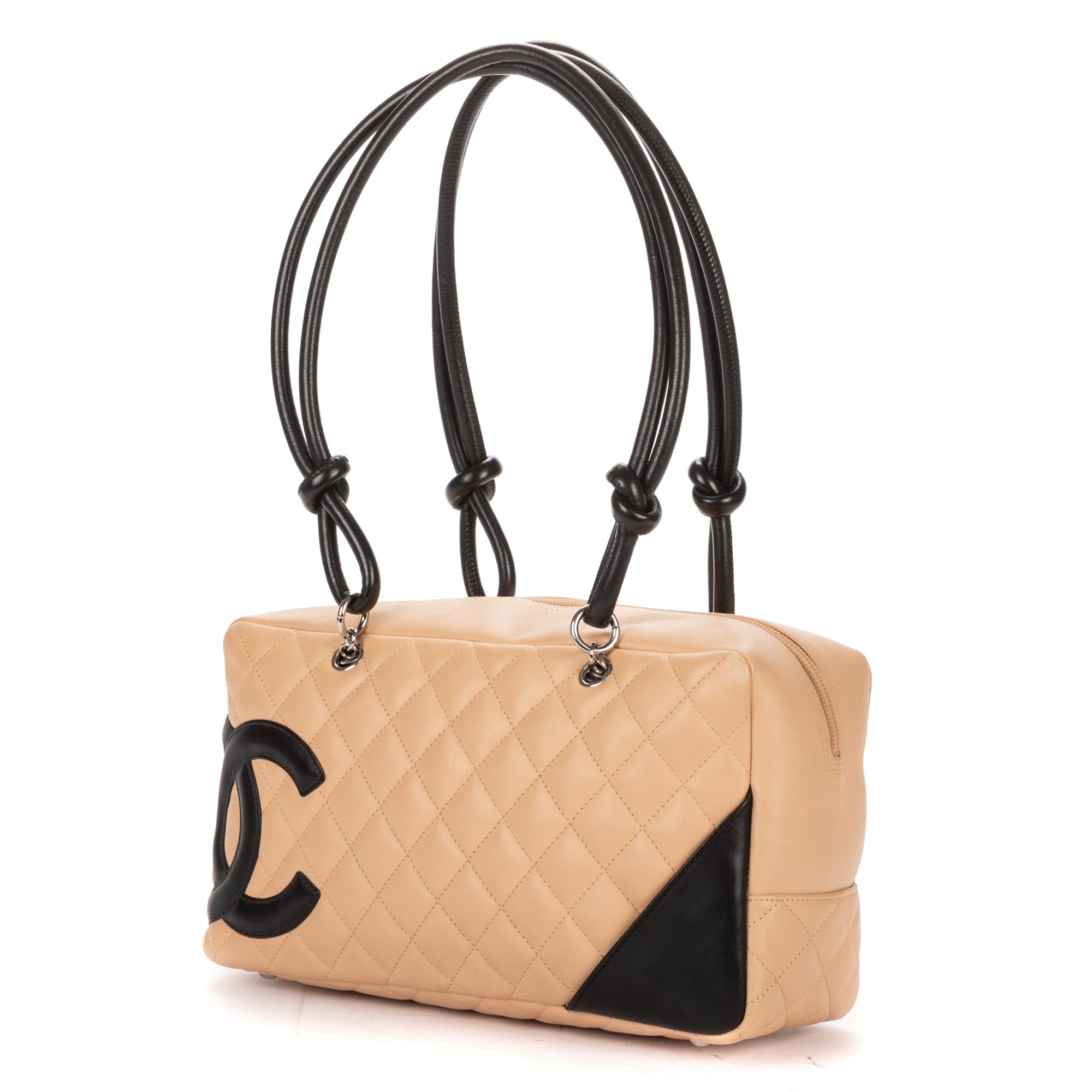 Shoulder Bag Cambon Ligne Bowler Beige Quilted Lambskin Leather