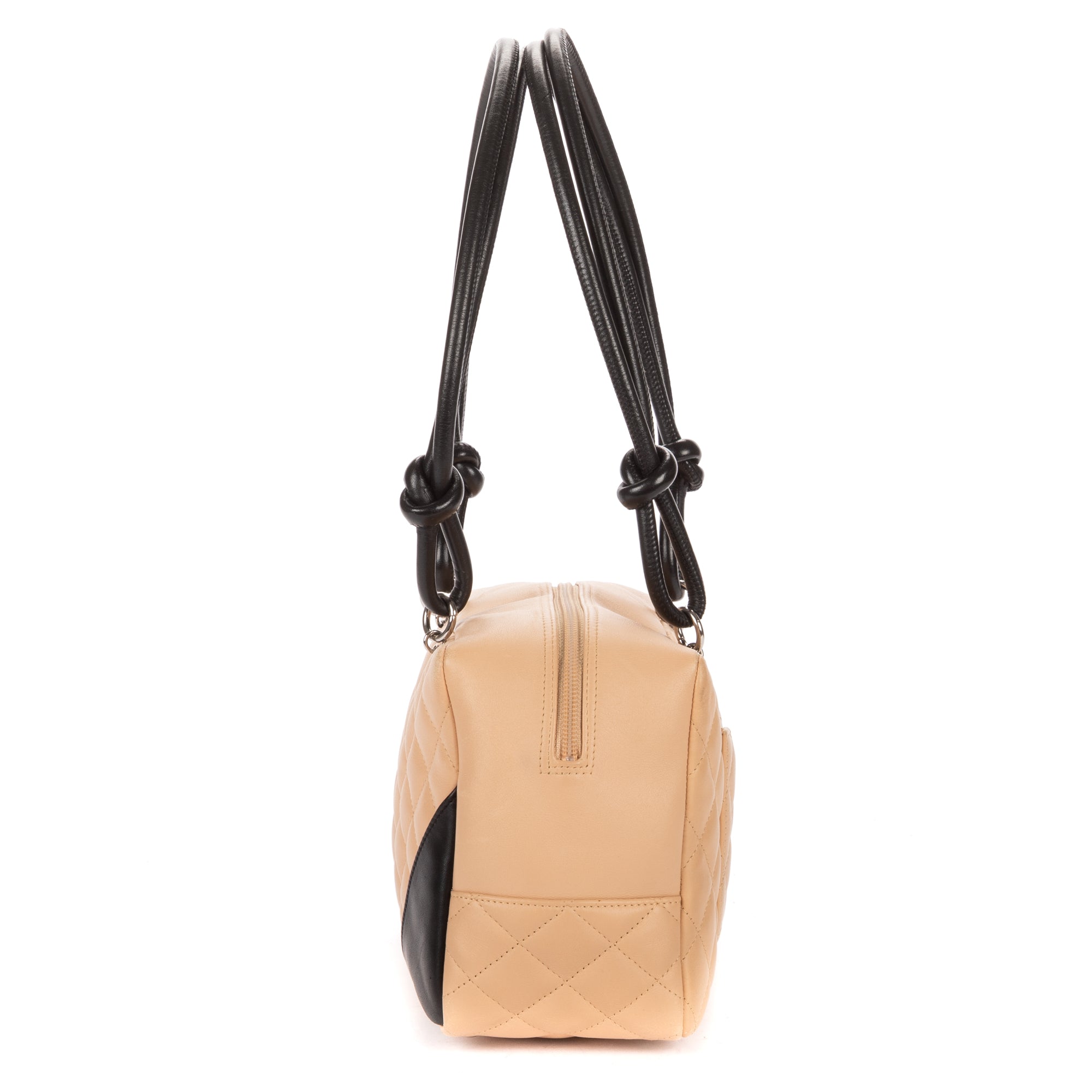 Shoulder Bag Cambon Ligne Bowler Beige Quilted Lambskin Leather
