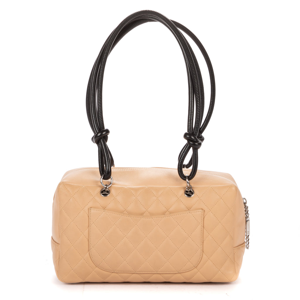Shoulder Bag Cambon Ligne Bowler Beige Quilted Lambskin Leather