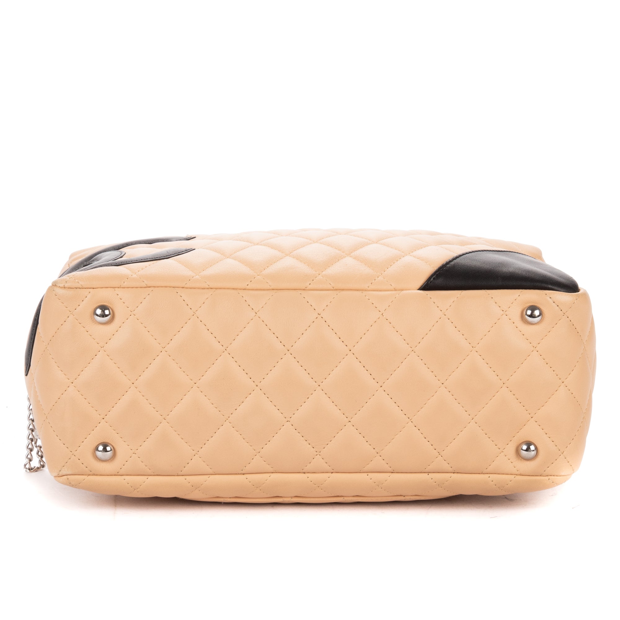 Shoulder Bag Cambon Ligne Bowler Beige Quilted Lambskin Leather