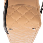 Shoulder Bag Cambon Ligne Bowler Beige Quilted Lambskin Leather