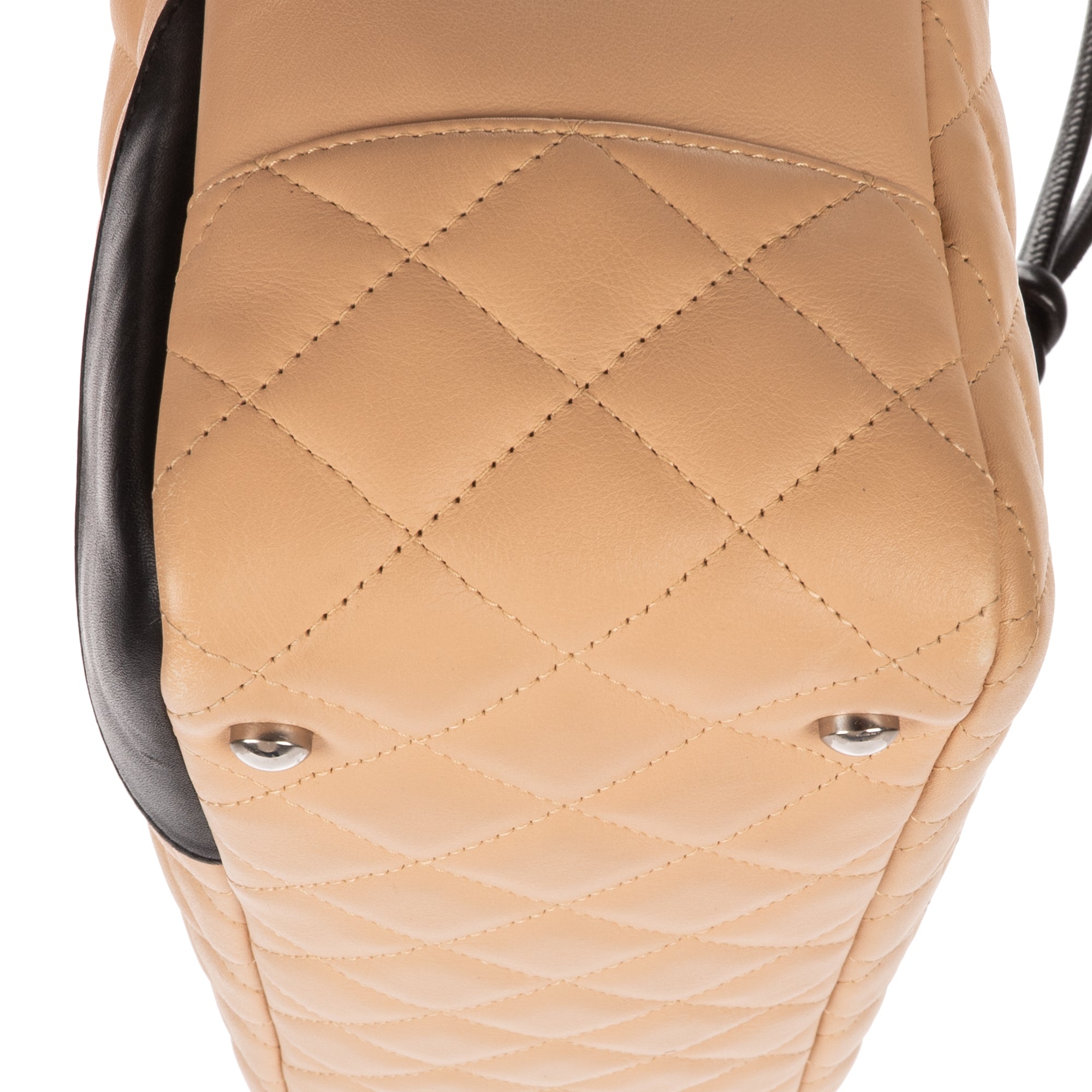 Shoulder Bag Cambon Ligne Bowler Beige Quilted Lambskin Leather