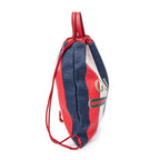 Backpack Striped Drawstring Backpack Blue Logo Print Canvas