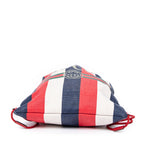 Backpack Striped Drawstring Backpack Blue Logo Print Canvas