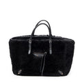 Bolso de Hombro Mini Papier A4 Tote Piel de Borrego Lona Negra