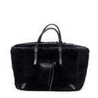 Bolso de Hombro Mini Papier A4 Tote Piel de Borrego Lona Negra