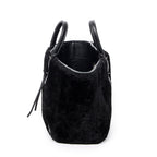 Bolso de Hombro Mini Papier A4 Tote Piel de Borrego Lona Negra